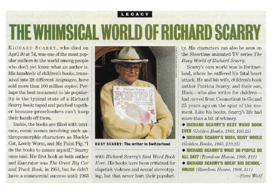 Scarry, Richard / The Whimsical World Of Richard Scarry | Magazine Article | May 1994
