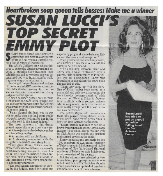 Lucci, Susan / Top Secret Emmy Plot | Magazine Article | June 1993