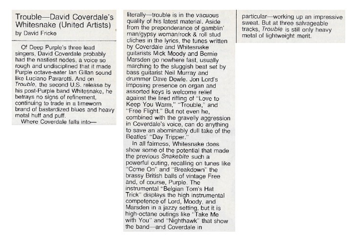 Whitesnake / Trouble | Magazine Review | June 1979
