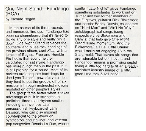 Fandango / One Night Stand | Magazine Review | June 1979