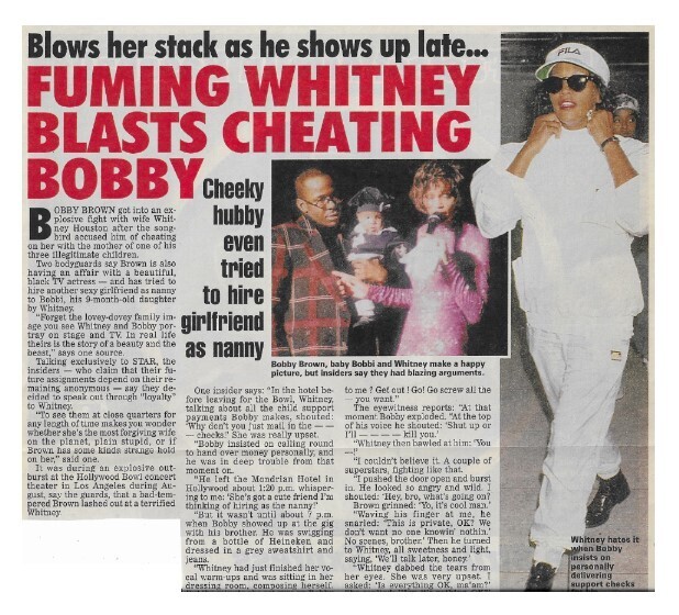 Houston, Whitney / Fuming Whitney Blasts Cheating Bobby | Magazine Article | December 1993
