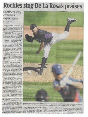 De La Rosa, Jorge / Rockies Sing De La Rosa&#39;s Praises | Newspaper Article | March 2011 | Colorado Rockies