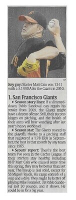 Cain, Matt / Key Guy | Newspaper Article | March 2011 | San Francisco Giants