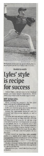 Lyles, Jordan / Lyles&#39; Style is Recipe for Success | Newspaper Article | March 2011 | Houston Astros