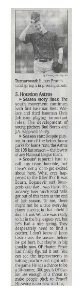 Pence, Hunter / Turnaround | Newspaper Article | March 2011 | Houston Astros