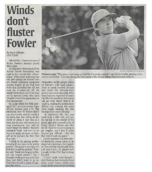 Fowler, Rickie / Winds Don&#39;t Fluster Fowler | Newspaper Article | March 2011 | Golf