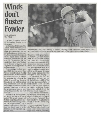 Fowler, Rickie / Winds Don&#39;t Fluster Fowler | Newspaper Article | March 2011 | Golf