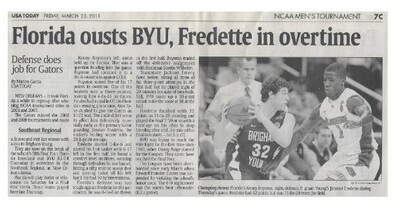 Boynton, Kenny / Florida Ousts BYU, Fredette in Overtime / 2011