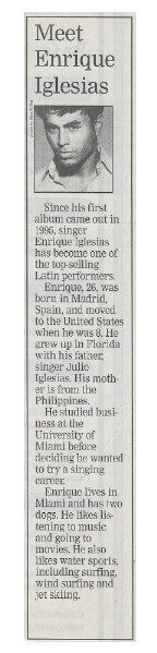 Iglesias, Enrique / Meet Enrique Iglesias | Newspaper Article | March 2002