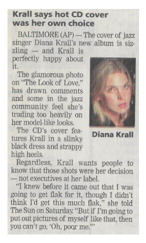 Krall, Diana / Krall Says Hot CD Cover Was Her Own Choice | Newspaper Article | March 2002