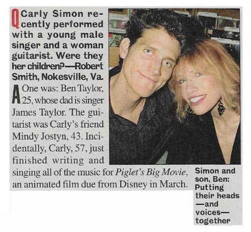 Simon, Carly / Putting Their Heads and Voices Together | Magazine Article | January 2003 | with Ben Taylor