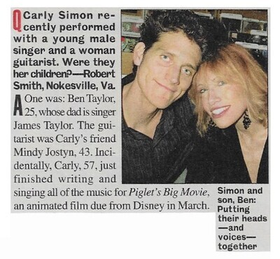 Simon, Carly / Putting Their Heads and Voices Together | Magazine Article | January 2003 | with Ben Taylor
