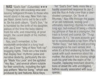 NAS / God&#39;s Sun | Newspaper Review | 2002