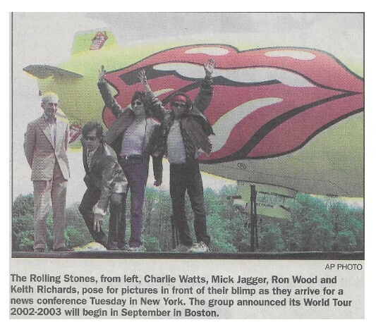 Rolling Stones, The / New York, NY (In Front of Blimp) | Newspaper Photo | May 2002
