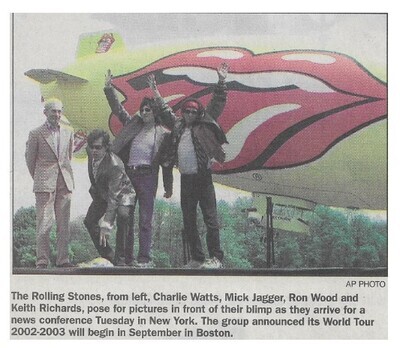 Rolling Stones, The / New York, NY (In Front of Blimp) | Newspaper Photo | May 2002