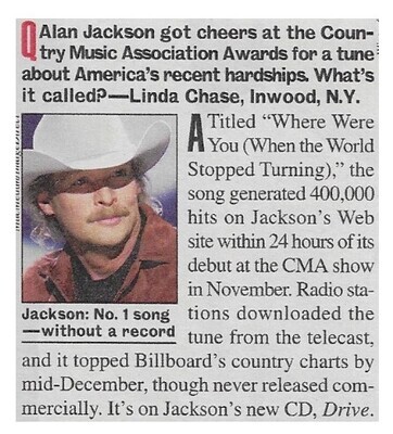 Jackson, Alan / Tune About America&#39;s Recent Hardships | Magazine Article | January 2002