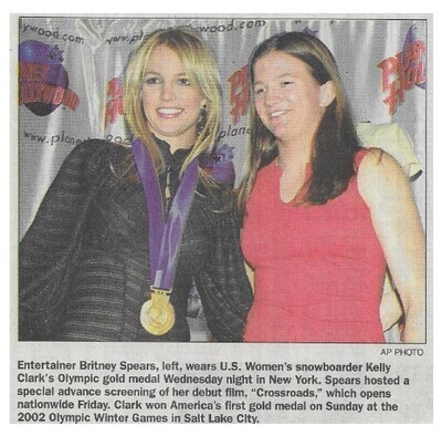 Spears, Britney / New York, NY (Planet Hollywood) | Newspaper Photo | February 2002 | with Kelly Clark