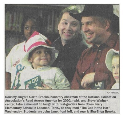 Brooks, Garth / Lebanon, TN (Coles Ferry Elementary School) | Newspaper Photo | February 2002 | with Steve Wariner