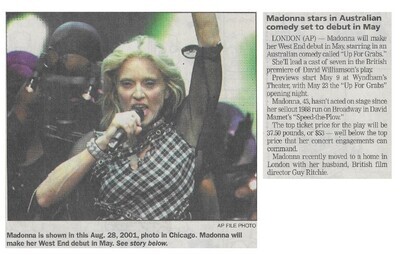 Madonna / Madonna Stars in Australian Comedy Set to Debut in May | Newspaper Article | March 2002
