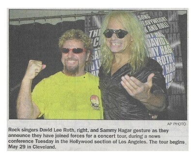 Hagar, Sammy / Hollywood, CA (Announce Tour) | Newspaper Photo | April 2002 | with David Lee Roth