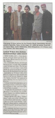 NSYNC / Latest N Sync Disc Shatters Backstreet Boys&#39; Sales Record | Newspaper Article | March 2000