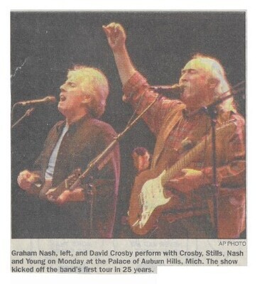 Crosby, Stills, Nash + Young / Auburn Hills, MI (Palace) | Newspaper Photo | January 2000