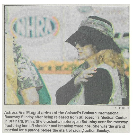 Ann-Margret / Brainerd, MN (Brainerd International Raceway) | Newspaper Photo | August 2000