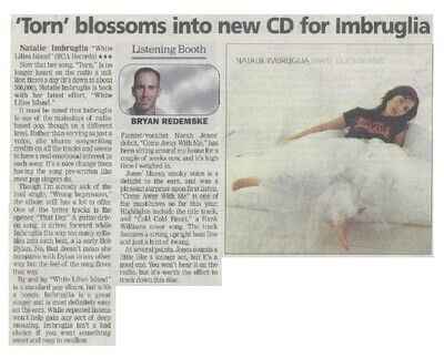 Imbruglia, Natalie / White Lilies Island | Newspaper Review | March 2002