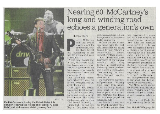McCartney, Paul / Nearing 60, McCartney&#39;s Long and Winding Road Echoes a Generation&#39;s Own | Newspaper Article | April 2002