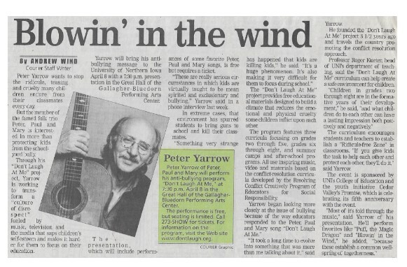 Yarrow, Peter / Blowin&#39; in the Wind | Newspaper Article | April 2002