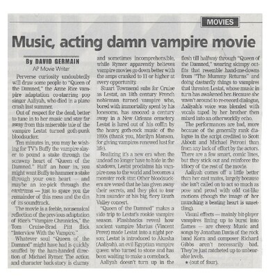 Aaliyah / Music, Acting Damn Vampire Movie | Newspaper Review | February 2002