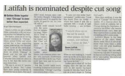 Queen Latifah / Latifah is Nominated Despite Cut Song | Newspaper Article | January 2003