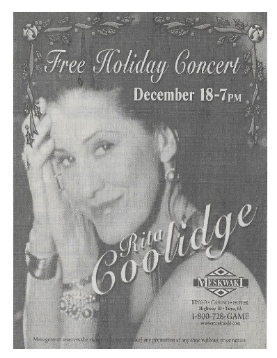 Coolidge, Rita / Tama, IL (Meskwaki Casino) | Newspaper Ad | December 2002