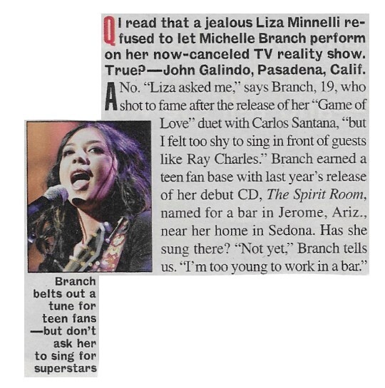 Branch, Michelle / Too Shy to Sing | Magazine Article | January 2003