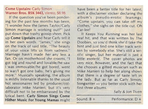 Simon, Carly / Come Upstairs | Magazine Review | November 1980