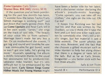 Simon, Carly / Come Upstairs | Magazine Review | November 1980