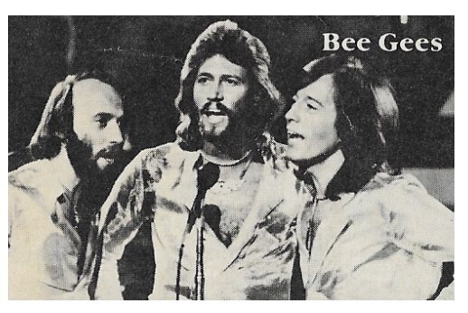 Bee Gees / On Stage-Shiny Outfits-Barry in Center | Magazine Photo