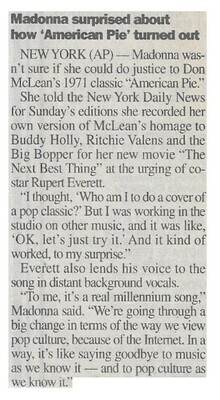 Madonna / Madonna Surprised About How &#39;American Pie&#39; Turned Out | February 2000