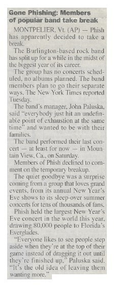 Phish / Gone Phishing: Members of Popular Band Take Break | October 2000