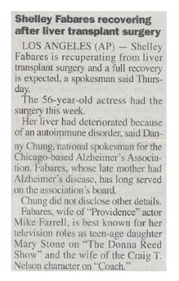 Fabares, Shelley / Recovering After Liver Transplant Surgery | October 2000