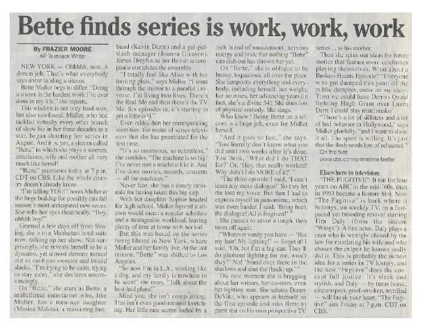 Midler, Bette / Bette Finds Series is Work, Work, Work | October 2000