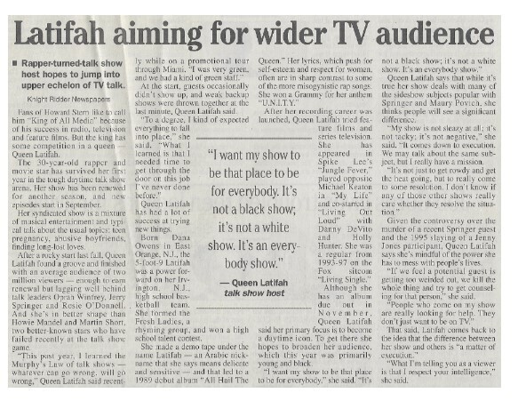 Queen Latifah / Latifah Aiming for Wider TV Audience | August 2000