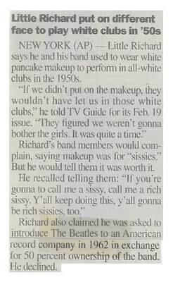 Little Richard / Put On Different Face to Play White Clubs in '50s | February 2000