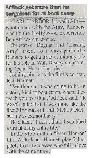 Affleck, Ben / Affleck Got More Than He Bargained for at Boot Camp | April 2000