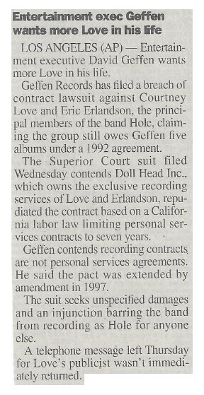 Geffen, David / Entertainment Exec Geffen Wants More Love in His Life | January 2000