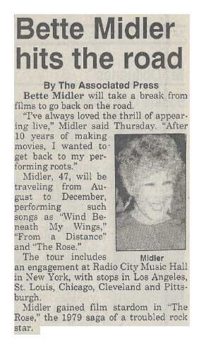 Midler, Bette / Bette Midler Hits the Road | May 1993