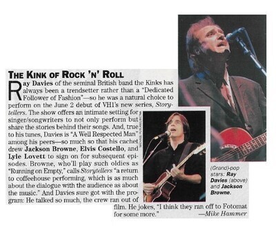 Kinks, The / The Kink of Rock &#39;N&#39; Roll | June 1996 | with Jackson Browne