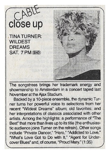 Turner, Tina / Wildest Dreams (Cable Close Up) | February 1997