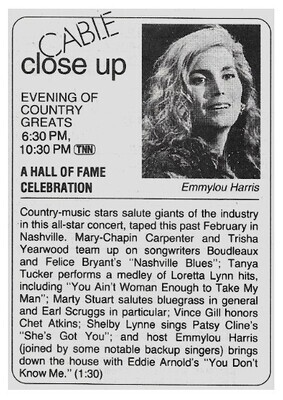 Harris, Emmylou / Evening of Country Greats (Cable Close Up) | April 1994