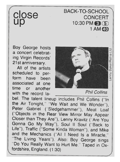 Collins, Phil / Back-to-School Concert (Close Up) | September 1994